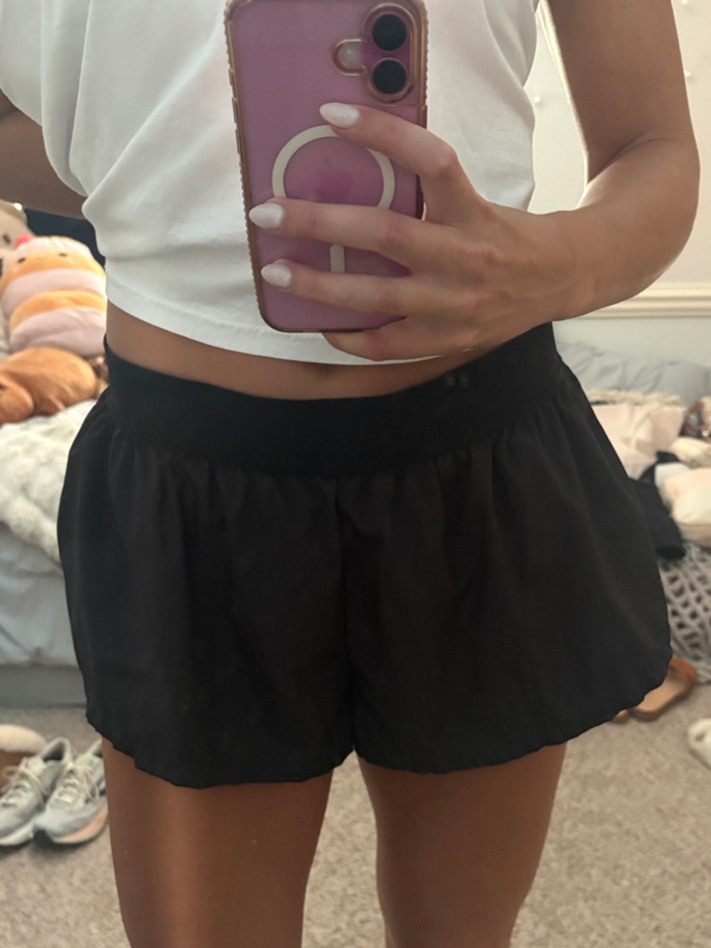 FreePeople Balck athletic shorts with ruffle - Picture 7 of 8